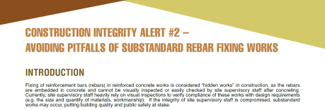 Construction Integrity Alert #2 - Avoiding Pitfalls of Substandard Rebar Fixing Works
